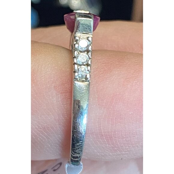 Ring Size 8 Pink Ruby CZ Sterling Silver 925 Women Semi-Precious Stone - Picture 2 of 10